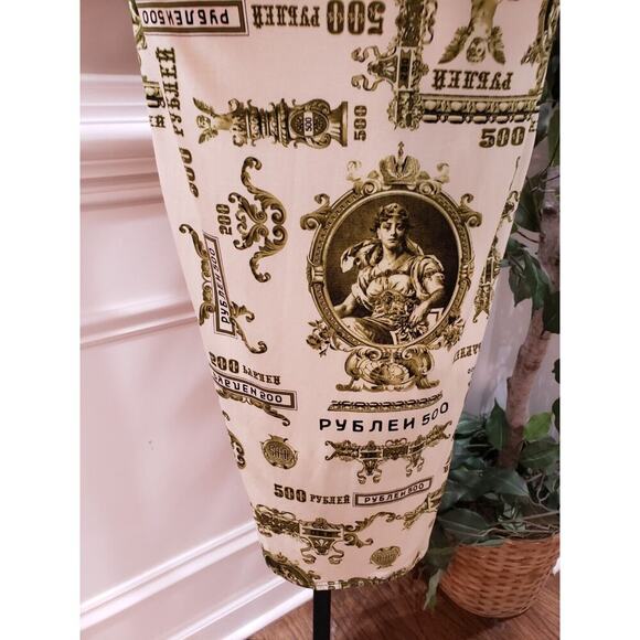 Women's White Green Graphic Print Cut Out Mock Neck Long Sleeve Maxi Dress Small - Picture 5 of 9